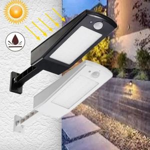 Sensor de movimiento con energía solar 48 LED Luz de calle Lámpara de pared ajustable impermeable para jardín al aire libre - Negro