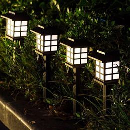 Lampe d'ambiance de jardin de cour extérieure à énergie solaire, petite lampe de palais, lampe de maison, lampe de pelouse de décoration de paysage de jardin