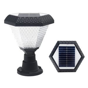 Solar Powered Outdoor Gate Pillar Light, 3 lichtkleuren in één lamp, 350lm, plastic draadloze kolomkolomverlichting voor Garden Patio Fence Column Yard-decoratie