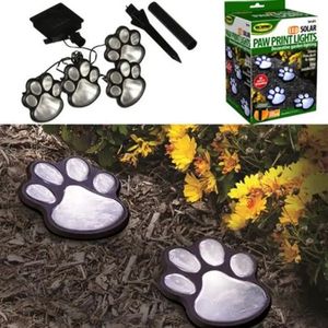 Guirlande lumineuse LED d'extérieur avec empreinte de patte d'animal de chien blanc pur à énergie solaire pour jardin