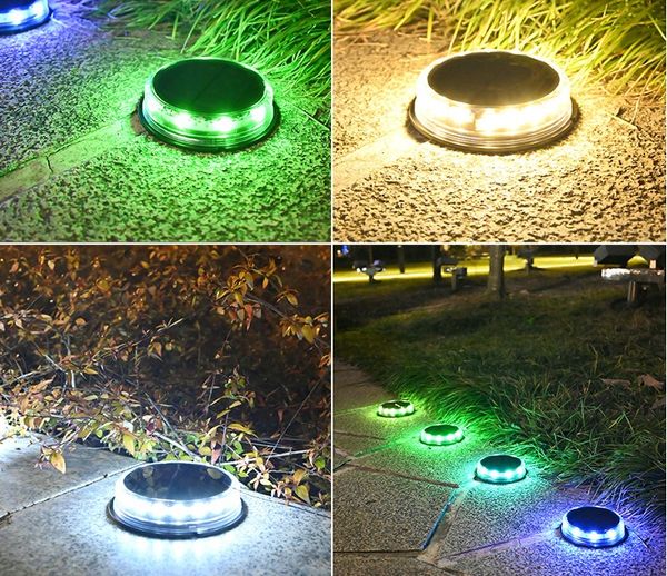 Lámparas subterráneas con energía solar Luz de tierra Luces de cubierta de camino de jardín a prueba de agua con 8 LED Lámpara solar para patio de casa Calzada Camino de césped