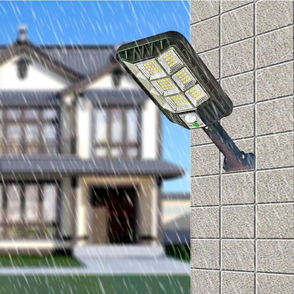 Lámpara de pared con energía solar 120COB 120LED Lámparas de calle con sensor de movimiento PIR a prueba de agua 3 modos de trabajo Decoración de jardín al aire libre