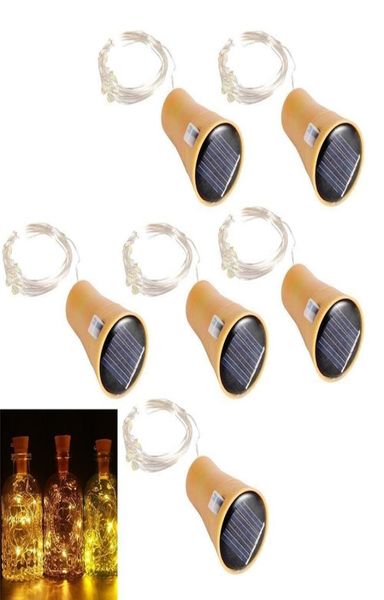 Luces de botella de vino con energía solar 10 LED Botellas de lámpara solar brillante Luz de corcho Led Cobre de alambre de alambre para la fiesta de Navidad HA1839394