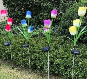 Solaire Simulation Sol Lampe Led Pelouse Lampe En Plein Air tulipe Fleur Jardin Cour Creative En Plastique Lumières Décoratives