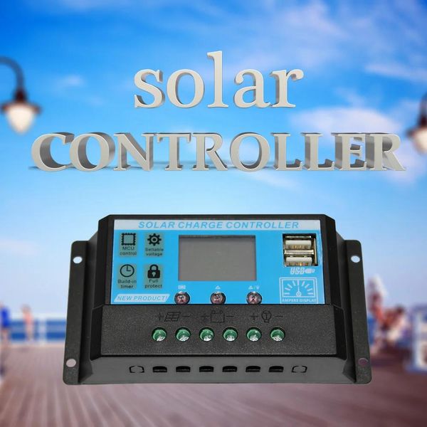 Contrôleur de charge solaire solaire 10A 20A 30A 12V / 24V Kit de panneau solaire Home Regulator Solar pour le double port USB