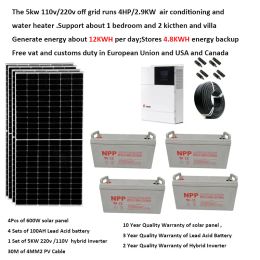 Zonnepaneelkit compleet met batterij 5000W 220V 110V Zonnepaneel 600W UPS Hybride omvormer Off Grid-systeem 4HP Boerderijauto Caravan