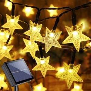 Solar Star String Lights 8 Modi Solar Powered Twinkle Fairy Lights Waterdichte Sterlamp voor Outdoor Gardens Gazon Kerstmis 211104