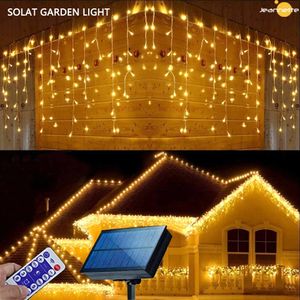 Solar Street Garland huis kerstlampen tuindecoraties ornamenten outdoor led frestoon ijs gordijnlichten hangen 0,8m 240329