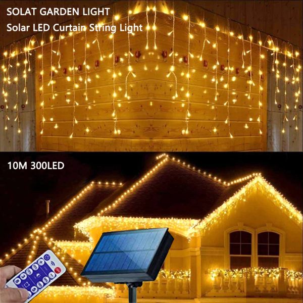 Solar Street Garland House Lights Christmas Decorations Garden Ornements Outdoor LED Festoon Icicle Clertor Lights troom 0,6 M