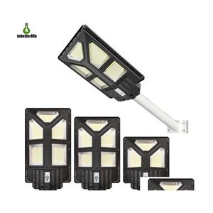 Solar Street Light 300W 400W 500W LED LAMP WAARD LICHT Wijd hoek Super Bright Motion Sensor Outdoor Garden Beveiliging met DHSF4