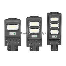 Farola solar 60W 90W 120W Lámpara gris Sensor de movimiento Impermeable Ip66 Pared Paisaje al aire libre Jardín con poste D Dhzl6