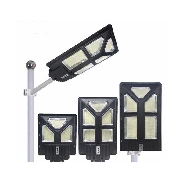 Réverbère solaire tout en un étanche IP65 lampe capteur Pir 300W 400W 500W mur de projecteur de projecteur LED pour la route de jardin extérieure D Dhjpk