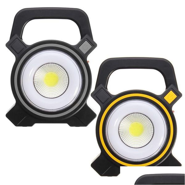 Lampes de réverbère solaires alimentées par USB Portable 30W projecteur LED lanternes Cob lampe de tache de travail extérieure d'inondation rechargeable 2400L Dh6C5