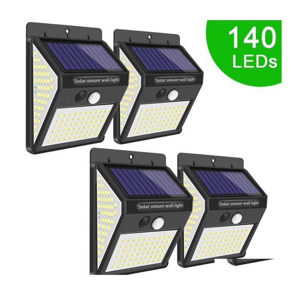 Luces de alumbrado público solares para exteriores 140 Led Ip65, pared inalámbrica alimentada a prueba de agua para jardín, Patio, cubierta, cerca de garaje, piscina, Drop De Otthv