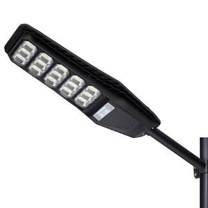 Lampadaires solaires d'extérieur, 100W 200W 300W Lampes LED haute luminosité du crépuscule à l'aube, avec télécommande, IP65 étanche pour parking, cour 6500K Crestech168