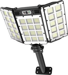 Lampadaires solaires extérieurs avec capteur de mouvement, 3 panneaux solaires, réglables à 360 °, étanches IP65, 3 Modes, 2835SMD, haute luminosité plus large, LL