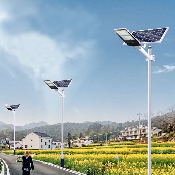 Éclairage extérieur de rue solaire 200 W LED solaire alimenté du crépuscule à l'aube lumineux facile à installer projecteur d'arrière-cour jardin rues commerciales parkings crestech