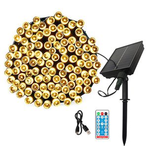 Solar String Fairy Light LED Waterdichte buiten 22m 200 LED 8 Mode Garland Tree Lamp Christmas Party For Garden Decor Werk tot 40 uur