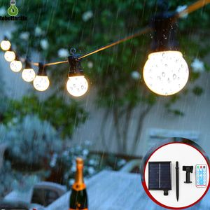 Lampe à chaîne solaire 10 pièces 20 pièces ampoules jardin extérieur noël coloré blanc chaud G50 ampoule lumière 5m 10m avec télécommande