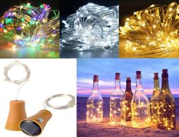 Guirlande lumineuse solaire bouchon de bouteille de vin en cuivre cuivre 1 m 10 LED bande de fée lumières en plein air fête LED décoration de mariage Lamp8083446