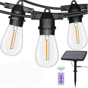 Guirnalda de luces alimentada por energía Solar S14 bombillas para exteriores guirnalda de calle Control remoto luz de jardín impermeable Camping luces para fiesta de boda