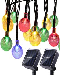 Lumières de cordes solaires globe 20 pieds 30 Boules de cristal Lumières à LED imperméables 8 modes extérieurs Lumières étoilées électriques pour Dec2354456