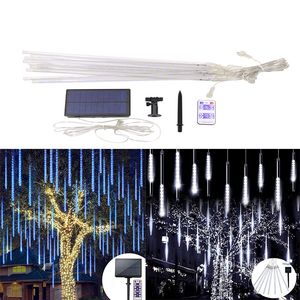 Guirnaldas de luces solares LED 30 CM 50 CM Lluvia de meteoros Lámpara de lluvia Vacaciones 8 modos IP65 Tubos de luz de jardín impermeables Decoración de bodas de Navidad