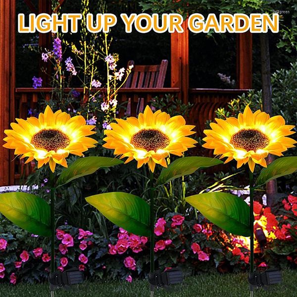 Lumière solaire de pelouse de jardin de tournesol IP65 extérieur LED étanche paysage enfichable pour la décoration de bord de route