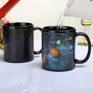 Solar System Kleur Veranderende Mok Galaxy Change Mokken Heat Sensitive Sublimation Coffee Thee Color Change Cups Magic T200104