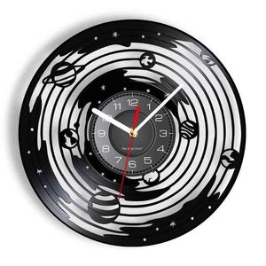 Zonnestelsel Acht Planeten Vinyl Record Wandklok Astrologie Home Decor Uitsnede Longplay Clock Tijdreces Outer Space Wall Art H1230