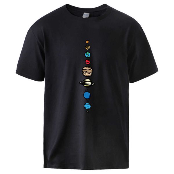 Système solaire planètes couleur T-shirt homme casual manches courtes hauts T-shirt 2020 vente chaude homme marque coton T-shirts homme haut d'entraînement X0621