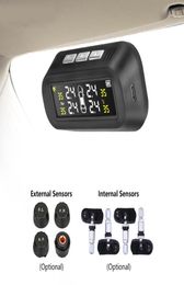 Sistema de Monitor de alarma de presión de neumáticos de coche TPMS Solar, pantalla adjunta al vidrio, advertencia de temperatura tpms con 2 sensores 4523842