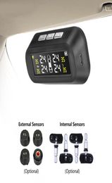 Sistema de Monitor de alarma de presión de neumáticos de coche TPMS Solar, pantalla adjunta al vidrio, advertencia de temperatura tpms con 2 sensores 2164032