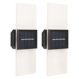 Solar Up Down Project Light Outdoor, 2 Light Color, Acryl Wall Wringer Wall Light voor tuin, hek, patio, poort, warm wit en wit, 2 -stukje