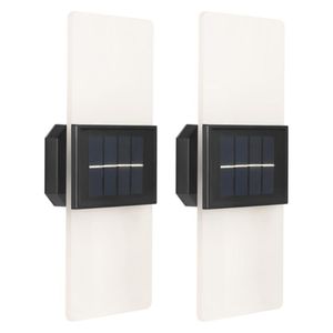 Solar Up Down Project Light Outdoor, 2 Couleurs lumineuses, Lumière murale murale acrylique pour jardin, clôture, patio, porte, blanc chaud et blanc, 2 pièces