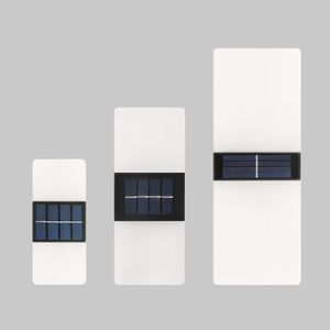 Solar Up Down Project Light Outdoor, 2 Couleurs lumineuses, Lumière murale murale acrylique pour jardin, clôture, patio, porte, blanc chaud et blanc, 2 pièces