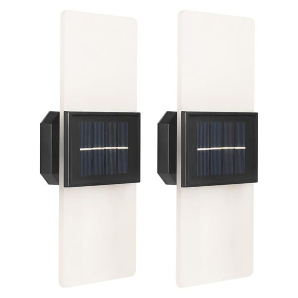 Solar Up Down Project Light Outdoor, 2 Couleurs lumineuses, Lumière murale murale acrylique pour jardin, clôture, patio, porte, blanc chaud et blanc, 2 pièces