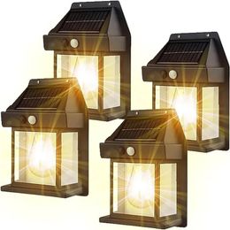 Lámpara Solar de pared para exteriores, impermeable, inteligente, inducción, filamento de tungsteno, iluminación para patio, jardín, Villa, luz nocturna