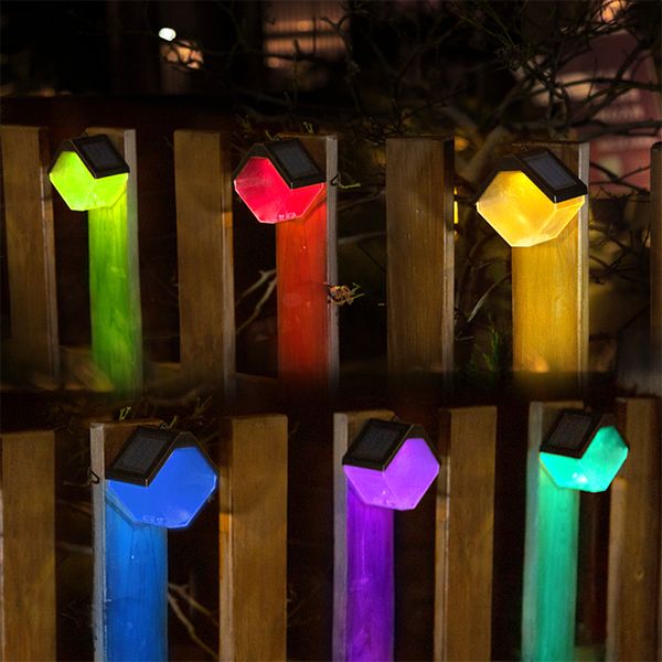 Lampes murales solaires 2led RGB blanc chaud clôture extérieure lanterne de jardin lumières pour Patio escaliers cour IP65 étanche