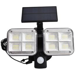 Luces solares de pared 100led 120LED Sensor de movimiento a prueba de agua Luz de calle ajustable para exteriores 2 cabezales Luz solar de jardín con ángulo de iluminación amplio