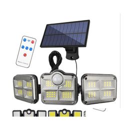 Zonnewandverlichting 108 122 138 171 LEDS ZONNEMAAR LAMPEN Outdoor 3 -kop bewegingssensor 270 ﾰ Wijd hoekverlichting Waterdichte afstandsbediening Contr Otojr