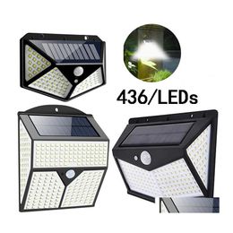 Lampes murales solaires 436 Led Pir capteur de mouvement lumière extérieure étanche cour lampes de sécurité lumières de plomb pour jardin déco Otjix