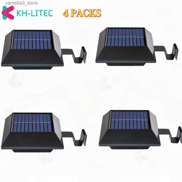 Appliques murales solaires 4 pièces 12 LED lampe de gouttière à énergie solaire pour clôture de jardin extérieure sécurité rue éclairage extérieur lampes murales Q231109