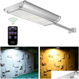 Luces de pared solares 70 LED Alumbrado público Control remoto Super brillo Luz de jardín LED impermeable con poste de montaje Entrega de caída