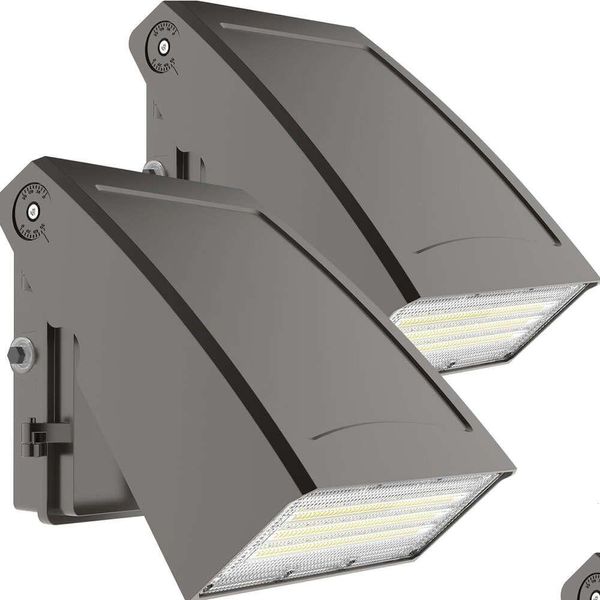 Lumières murales solaires hyperlite 2pcs LED Pack Light 40W avec crépuscule à l'aube p ocell 5000K Éclairage de sécurité commerciale réglable Dhjog ajusté