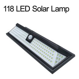 Luces solares de pared para exteriores 118 LED 270 ﾰ Sensor de movimiento PIR de gran angular Impermeable Durable con energía solar Luces de pared de seguridad 3 modos Valla Puerta delantera usalight