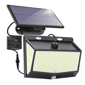 Luces de pared solares al aire libre 468 LED IP65 impermeable PIR Sensor de movimiento luz dividida ángulo de iluminación amplio luz solar de jardín