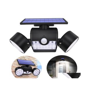Solar Wall Lights Outdoor Lamp LED Licht Motion Sensor 30 IP65 Waterdichte Dual Head Verstelbare Patio Garage Garage Druppel Levering Lig Dhxqj