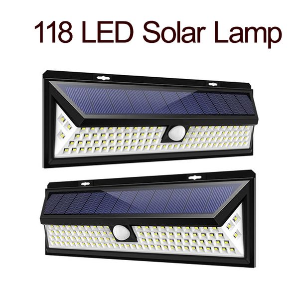 Luces solares de pared para exteriores, impermeables, 118 LED, inalámbricas, con sensor de movimiento de seguridad, luces exteriores, luces solares para exteriores para frentes usastar