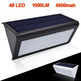 Lampes murales solaires capteur radar 48 LED lumières imperméables extérieures économie d'énergie jardin voie cour sol pelouse 12LL